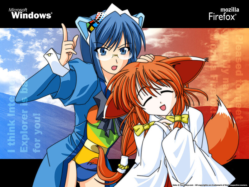 Anime characters with browser logos