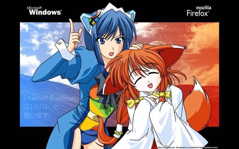 Anime characters with browser logos