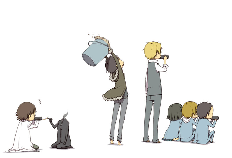 anime characters with buckets