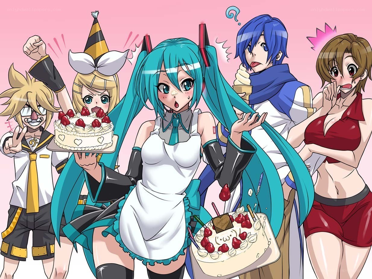 Anime characters with cakes