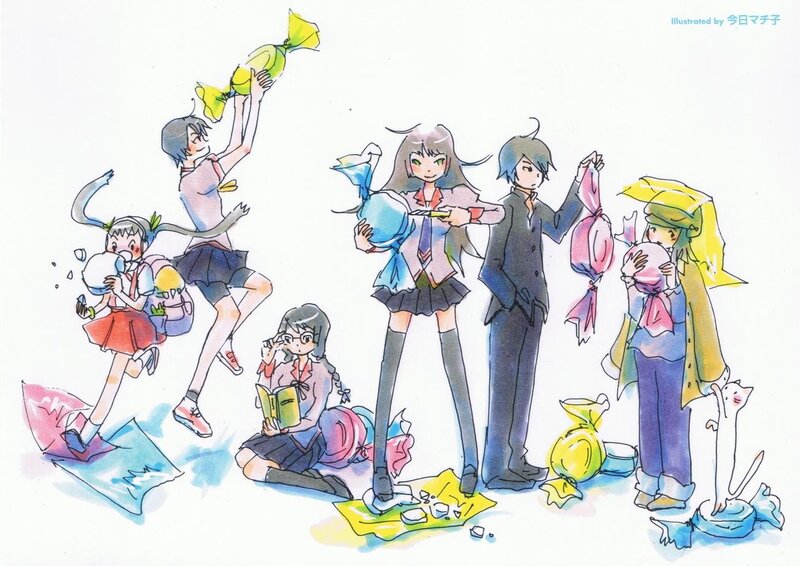 Anime Characters with Candy — Blue, Playful