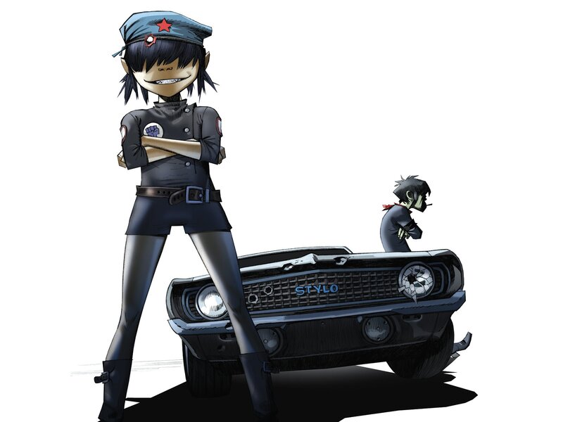 Anime Characters with Car — Black, Confident