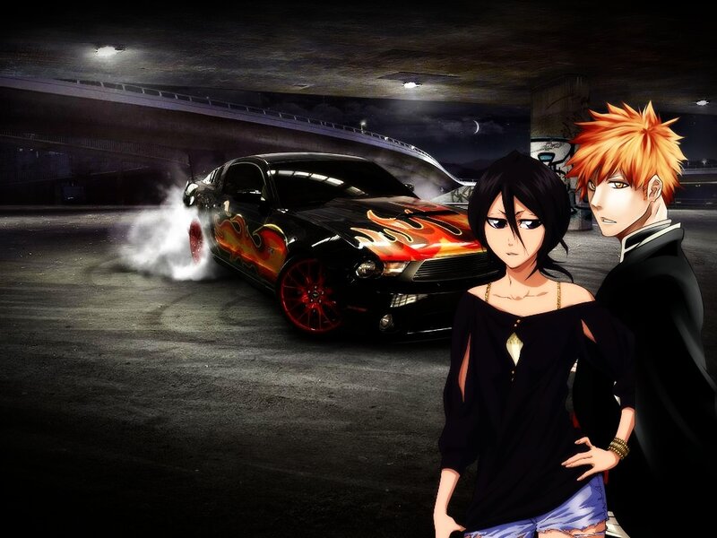 Anime Characters with Car — Black