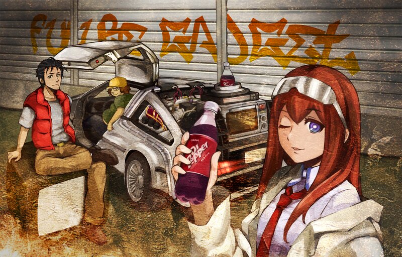 Anime Characters with Car — Red