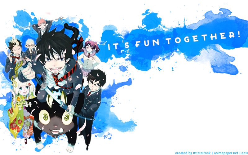 Anime Characters with Cat — Blue, Playful
