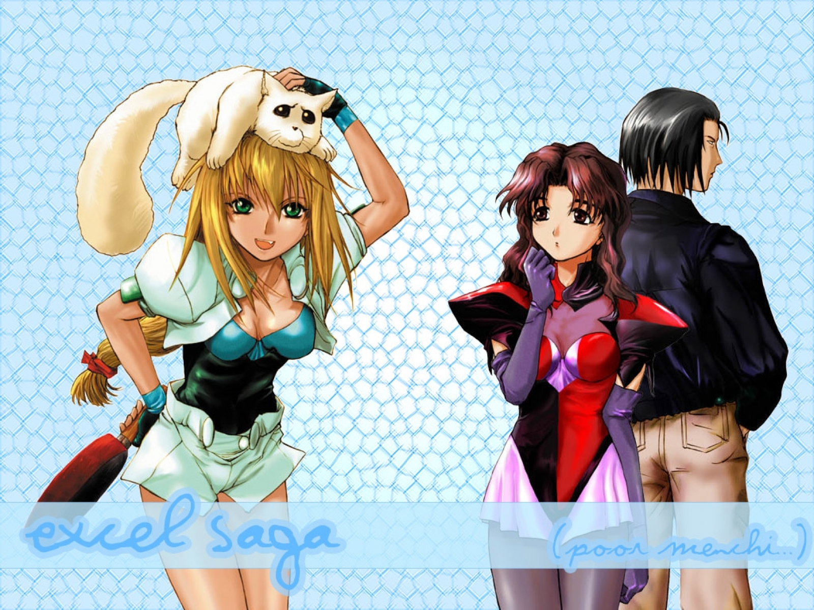 Anime characters with cat on head