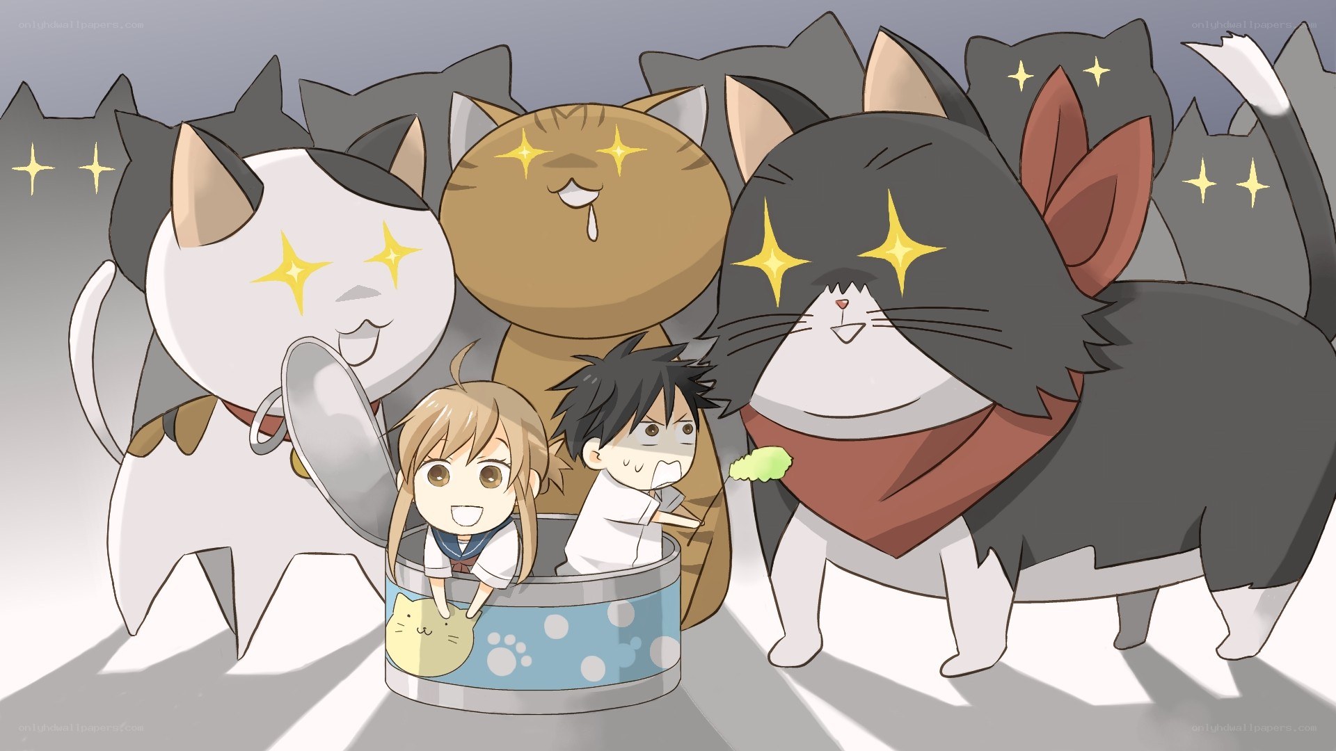 anime characters with cats