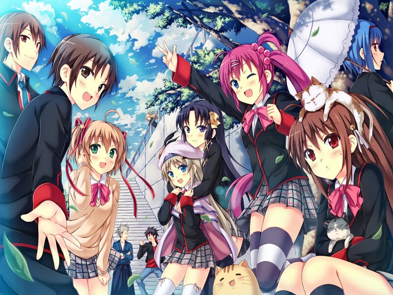 Anime Characters with Cats — Blue