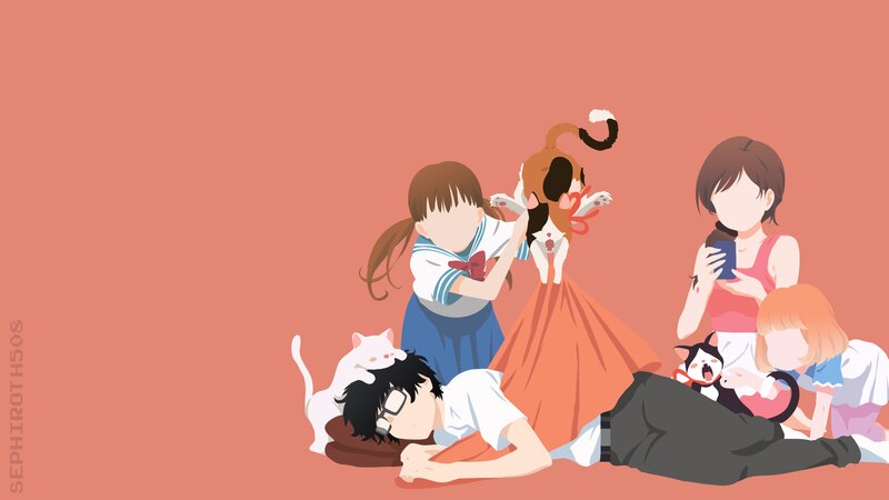 Anime Characters with Cats — Orange, Relaxed