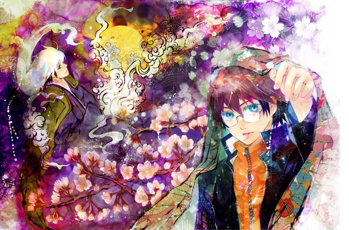 anime characters with cherry blossoms