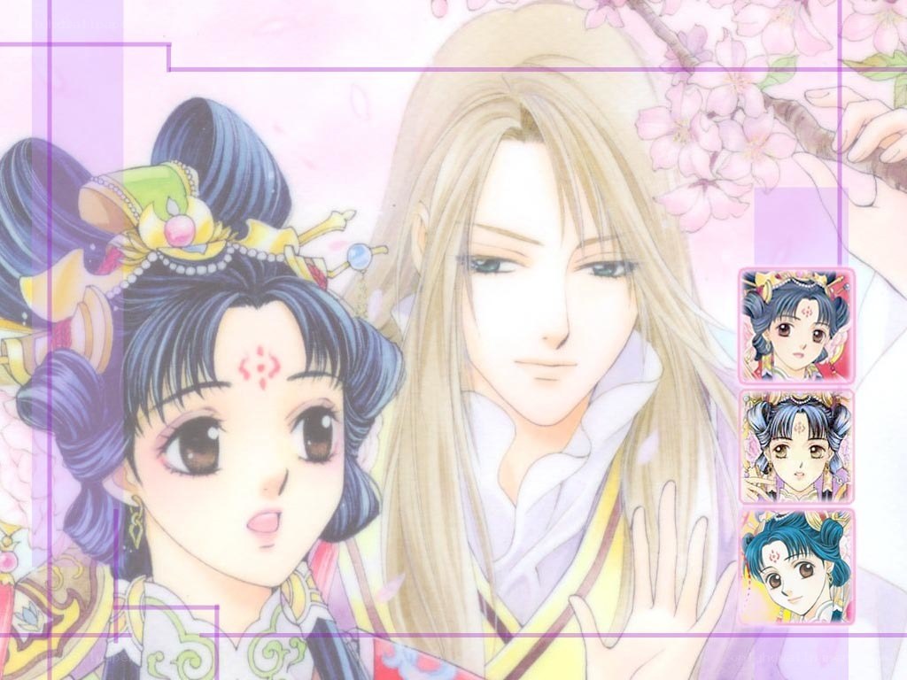 anime characters with cherry blossoms