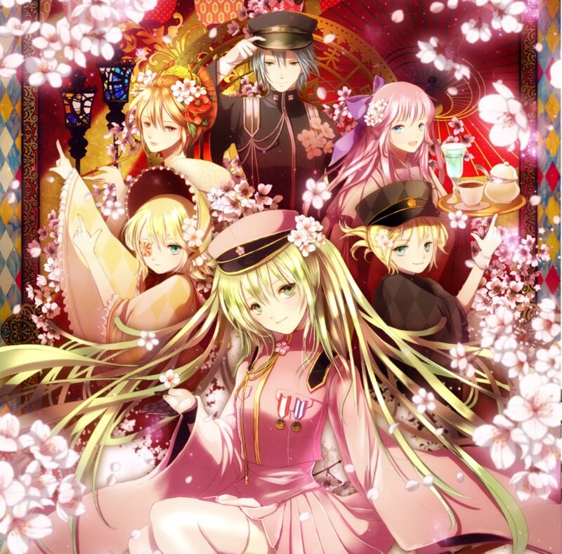 Anime Characters with Cherry Blossoms — Pink, Festive