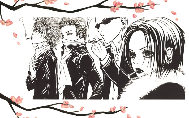 anime characters with cherry blossoms