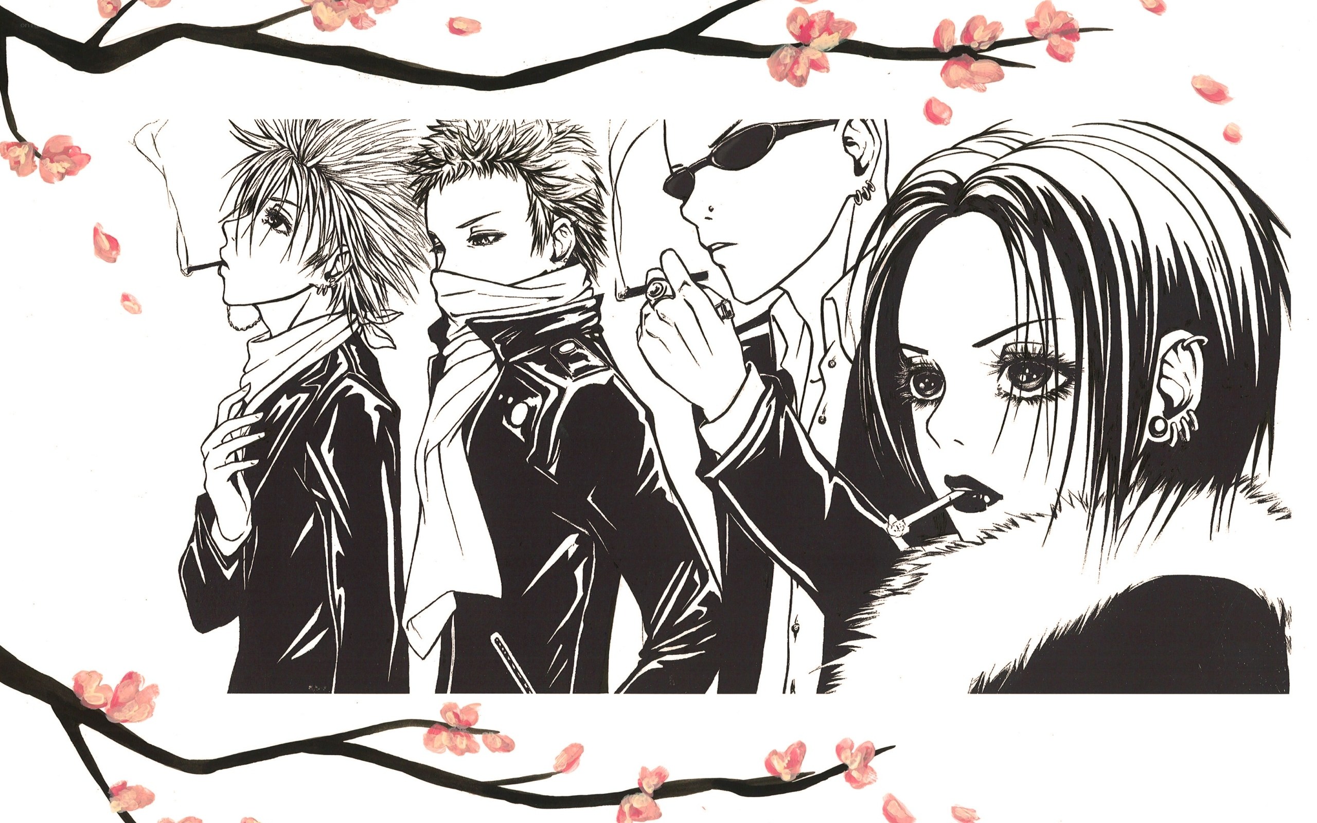 anime characters with cherry blossoms