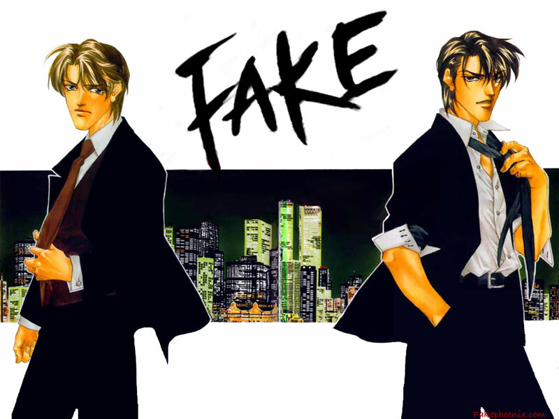 Anime characters with city background