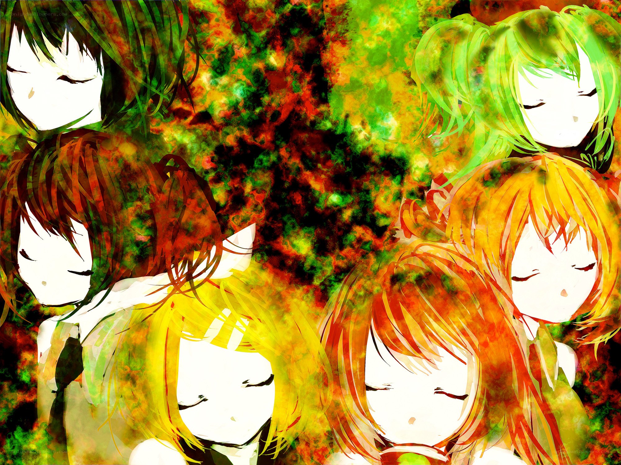 anime characters with closed eyes