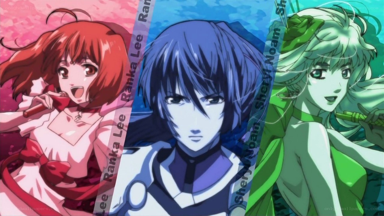anime characters with colored backgrounds