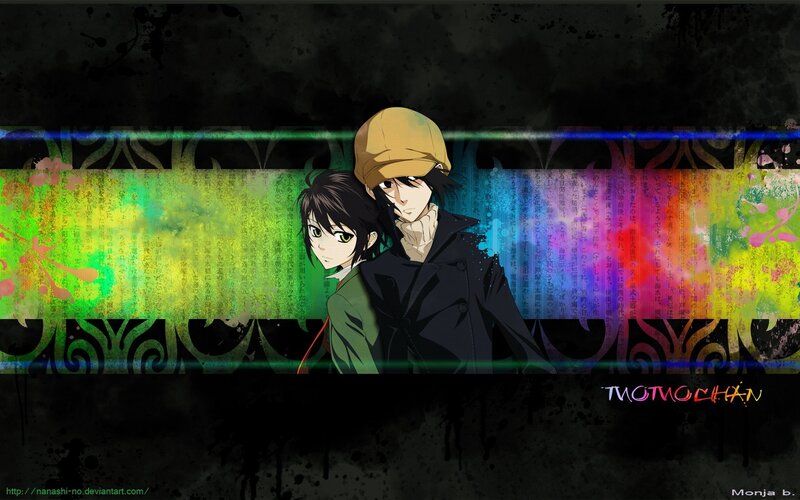 anime characters with colorful background