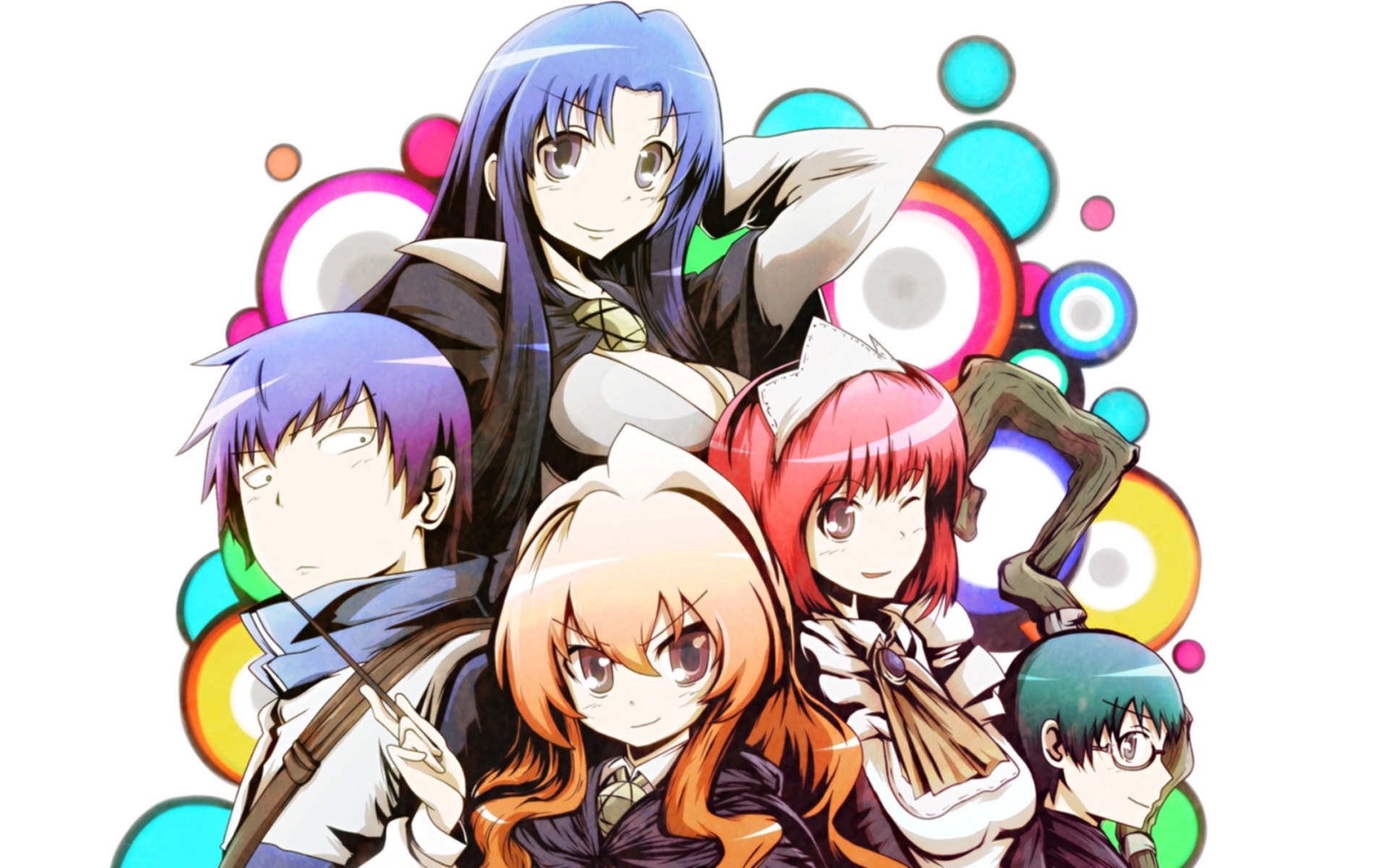 anime characters with colorful background