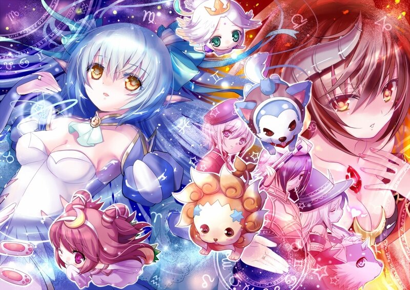 Anime Characters with Creatures — Blue