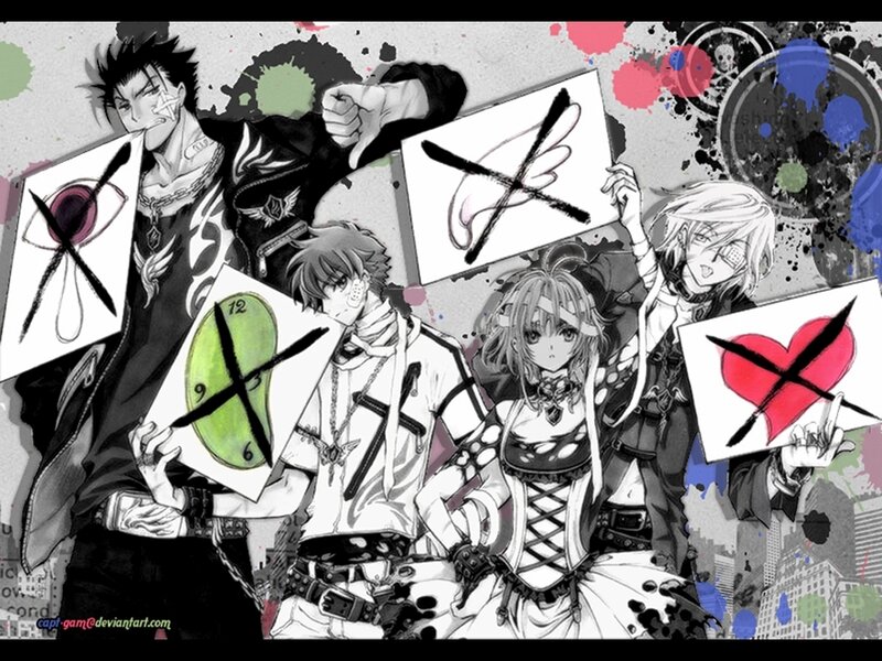 anime characters with crossed-out symbols