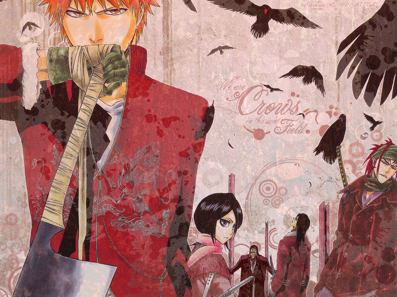 Anime Characters with Crows — Red