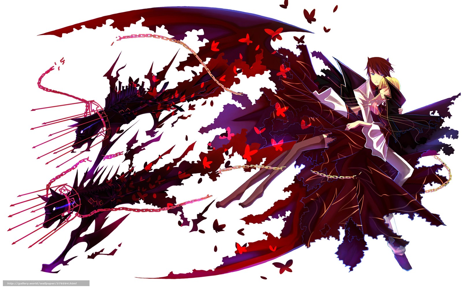 Anime characters with dark creatures