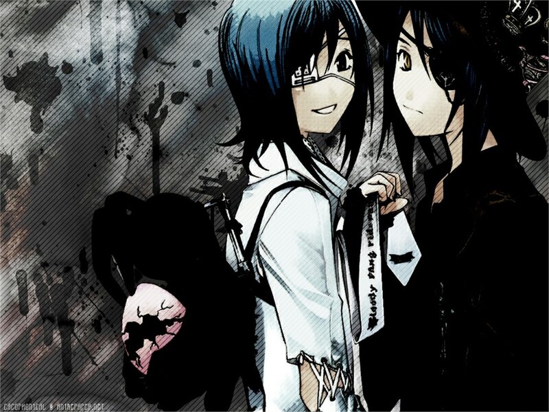 Anime characters with dark theme
