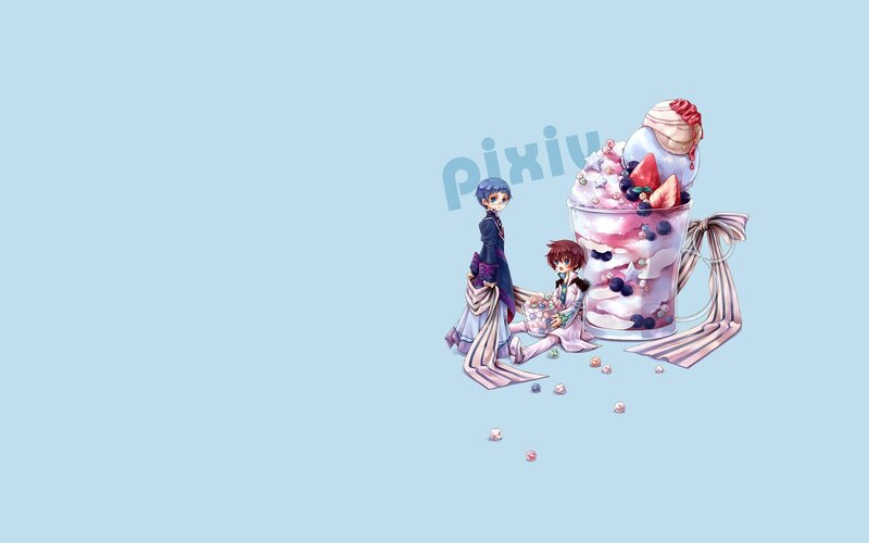 anime characters with dessert