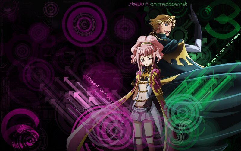 anime characters with digital background