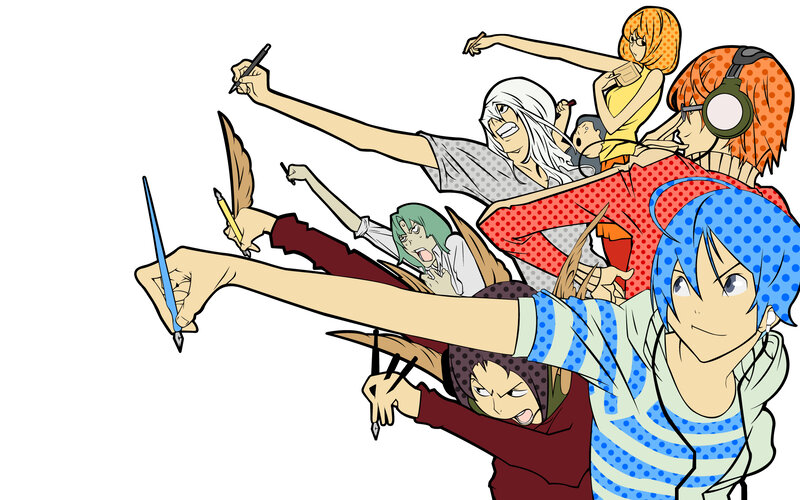 anime characters with drawing tools