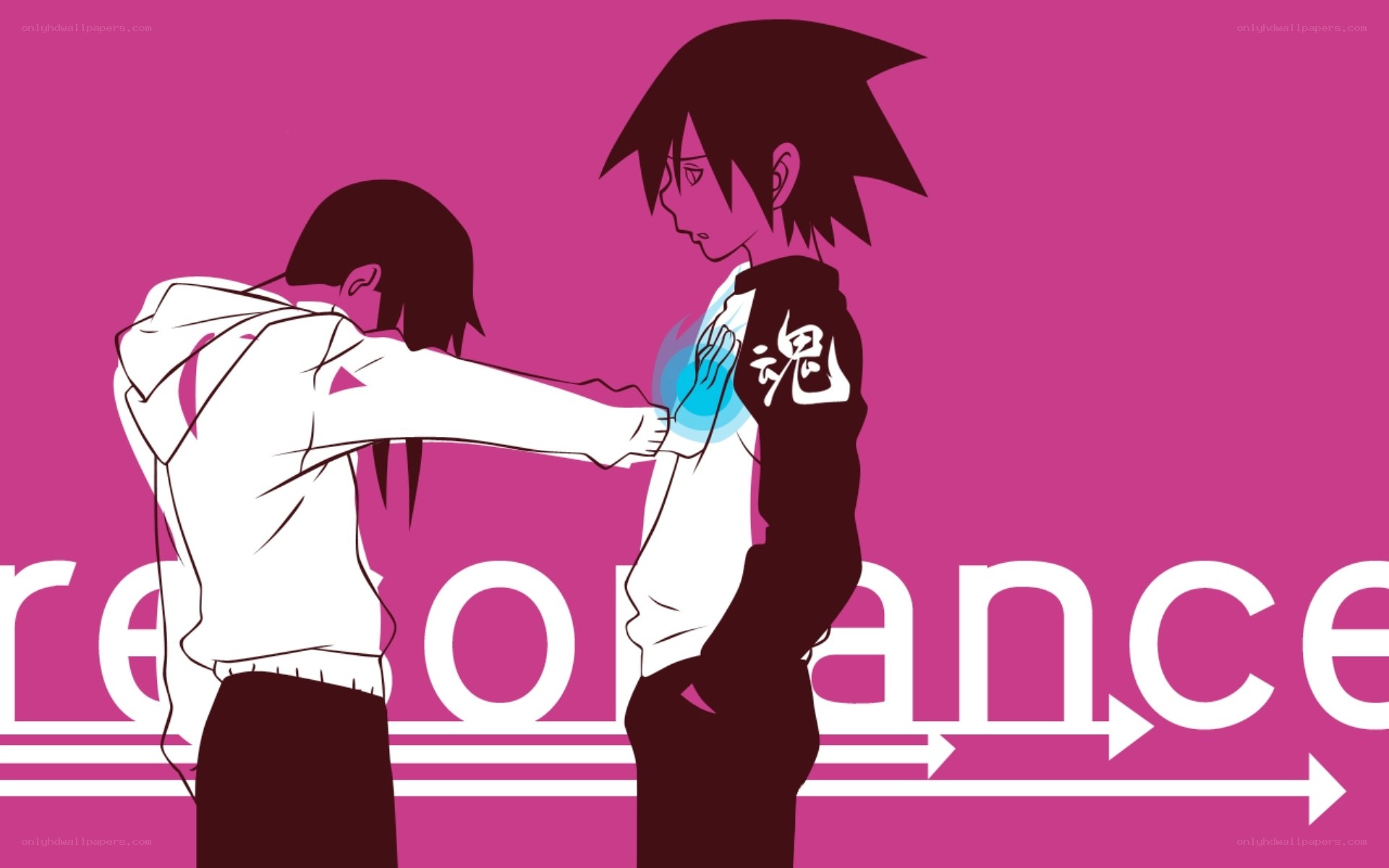 Anime characters with energy transfer