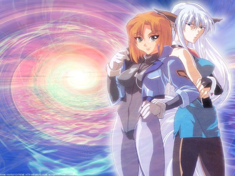 Anime characters with energy vortex