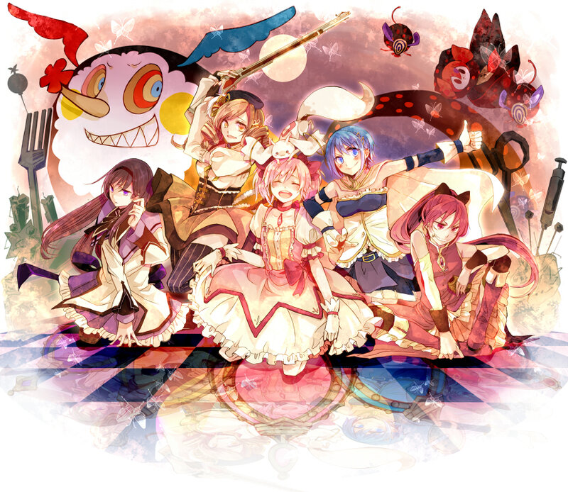 Anime characters with fantasy creatures