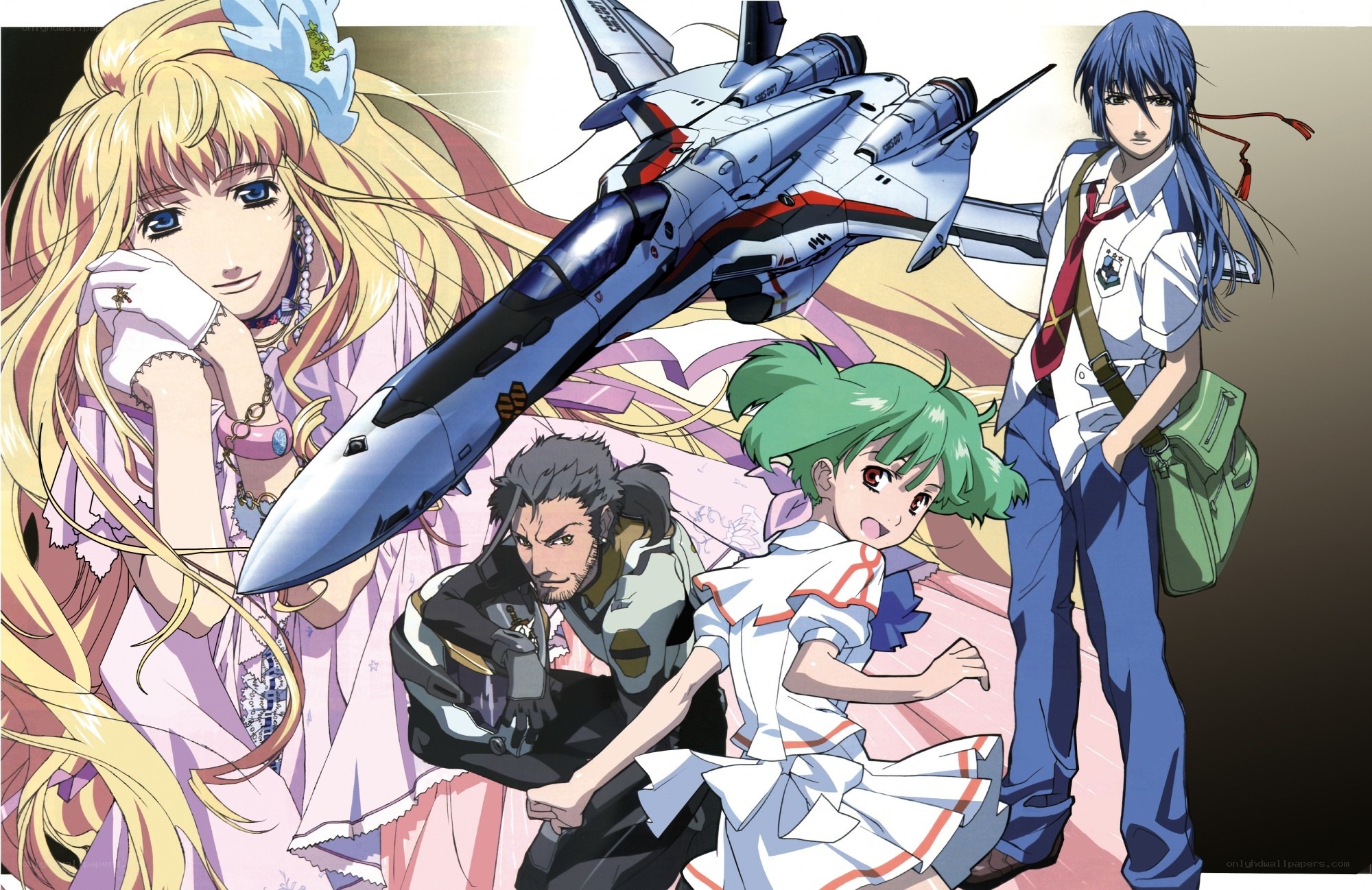 anime characters with fighter jet