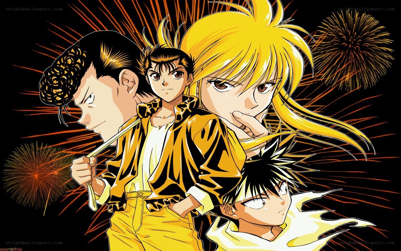 anime characters with fireworks