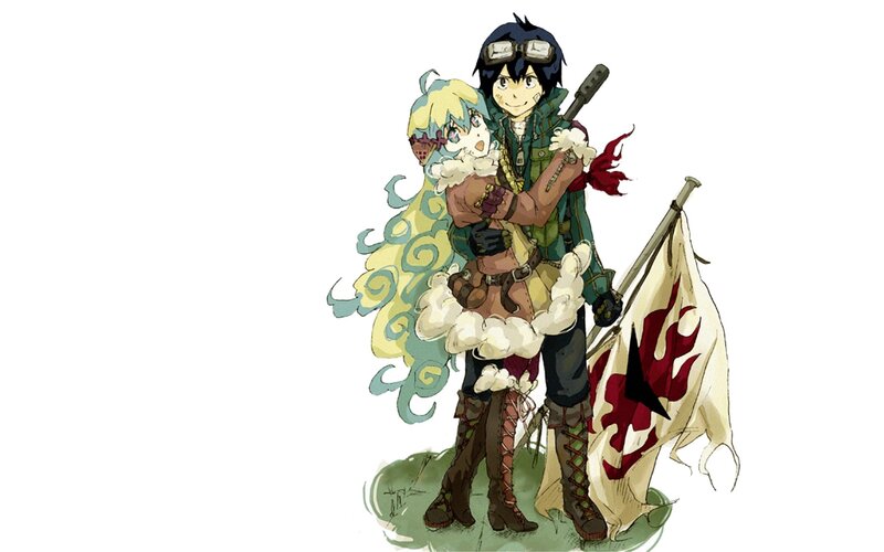 anime characters with flag