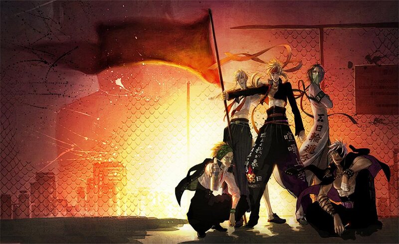 Anime Characters with Flag — Red