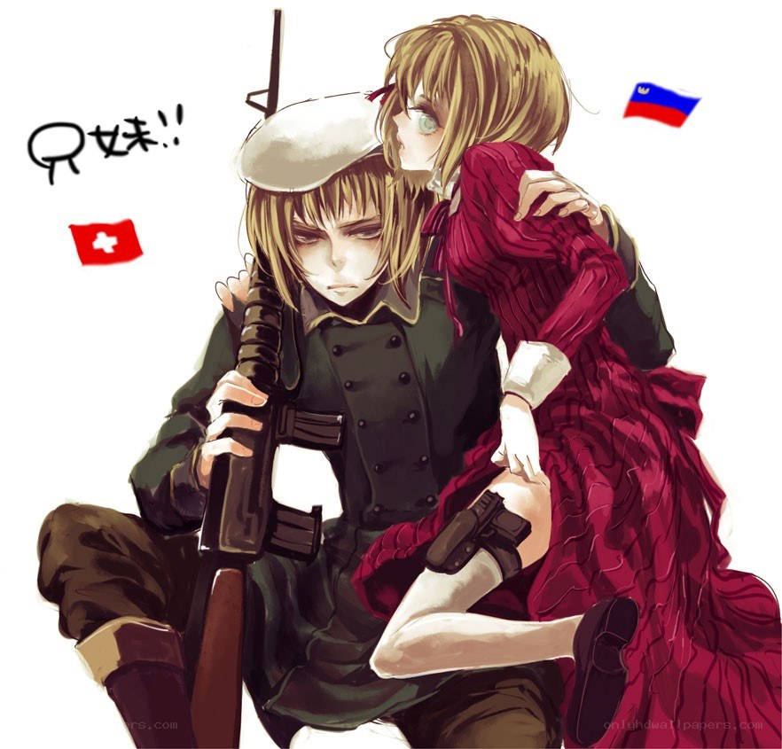 anime characters with flags