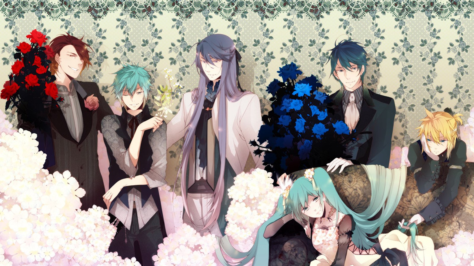 anime characters with flowers