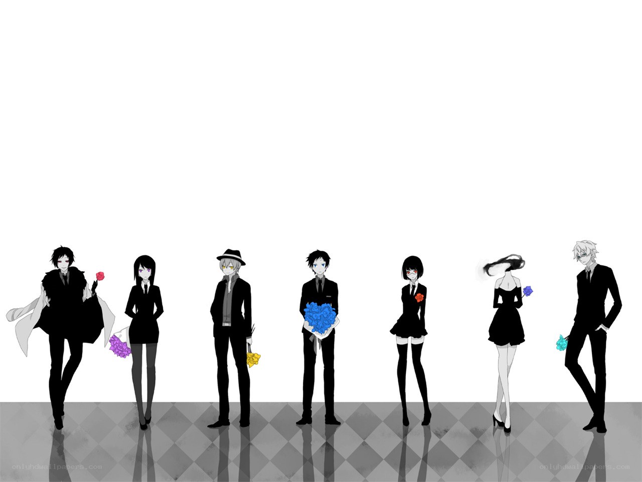 anime characters with flowers