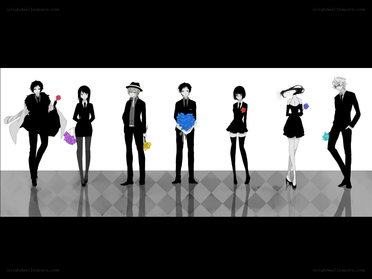 anime characters with flowers
