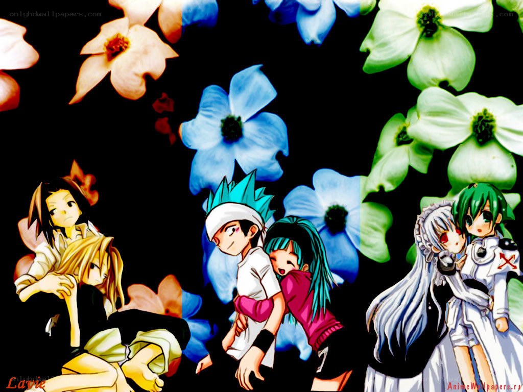 anime characters with flowers