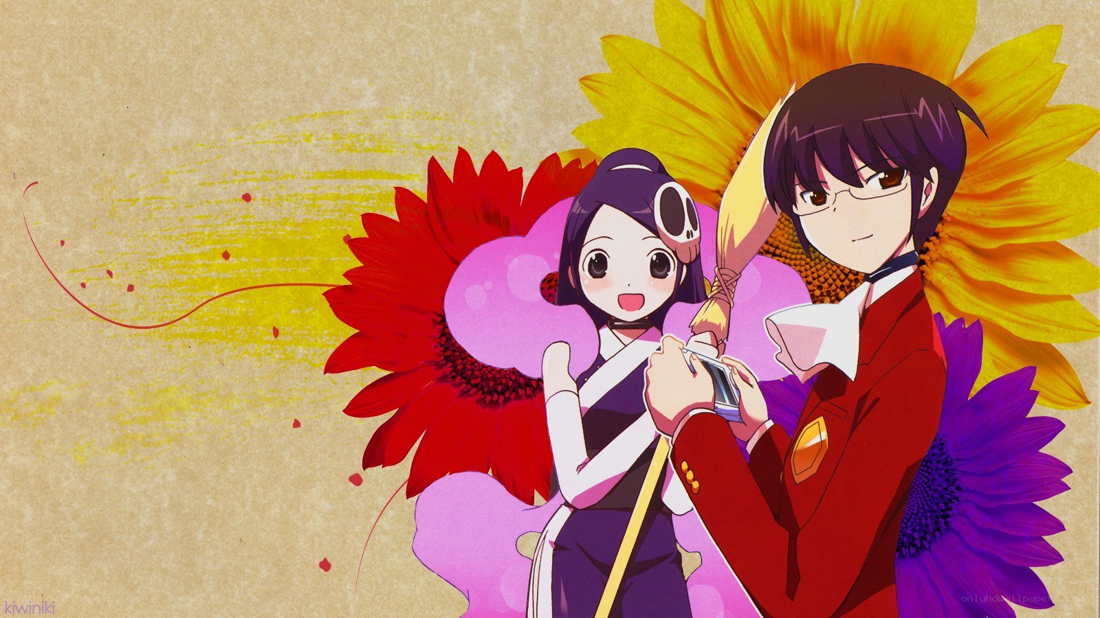 Anime characters with flowers
