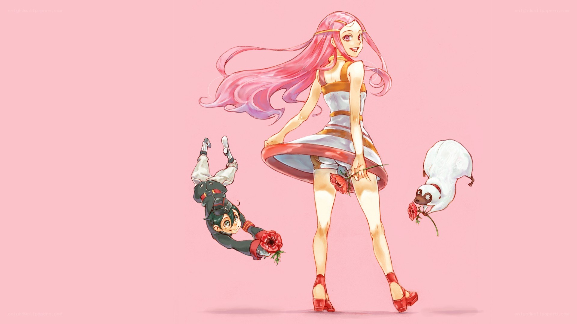 anime characters with flowers