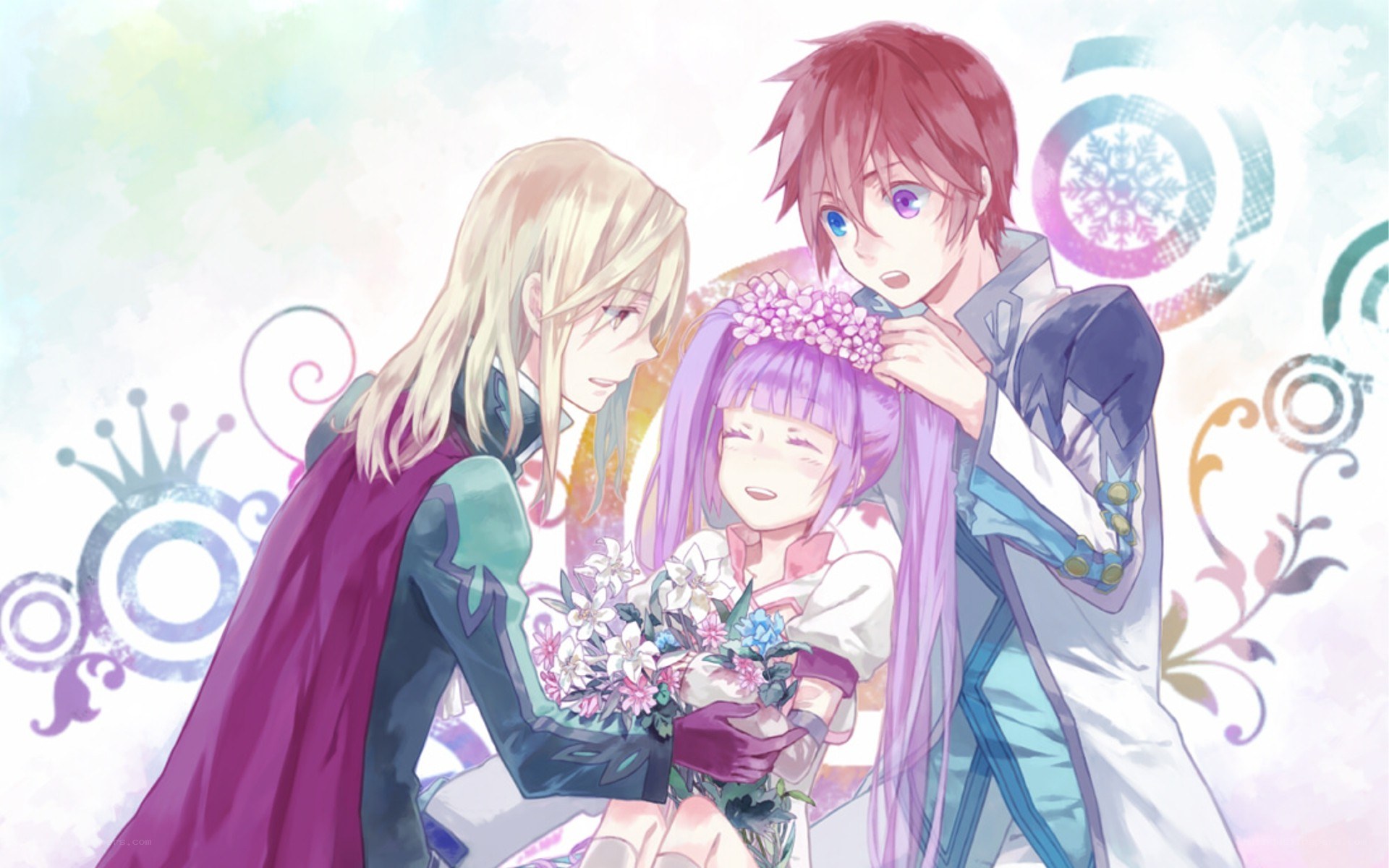 Anime characters with flowers