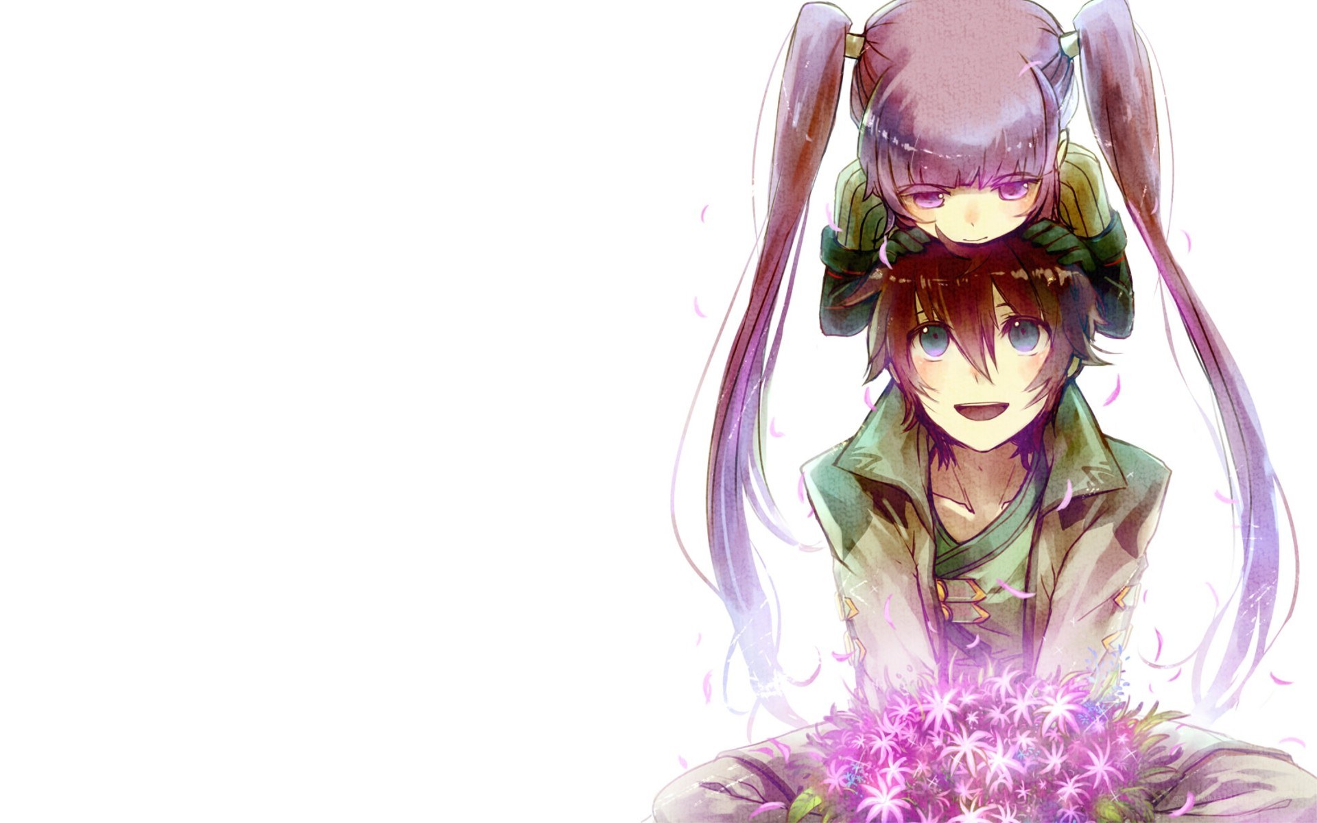 anime characters with flowers