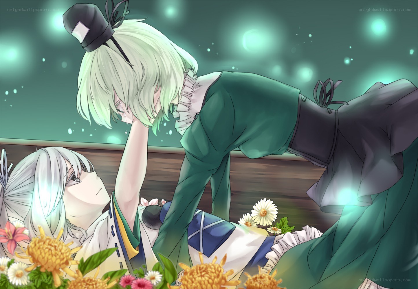 Anime characters with flowers
