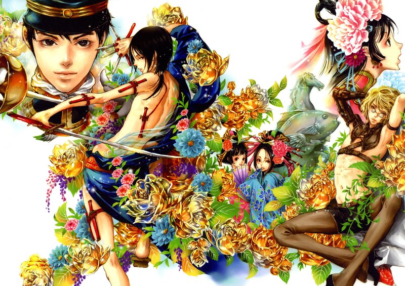 Anime characters with flowers