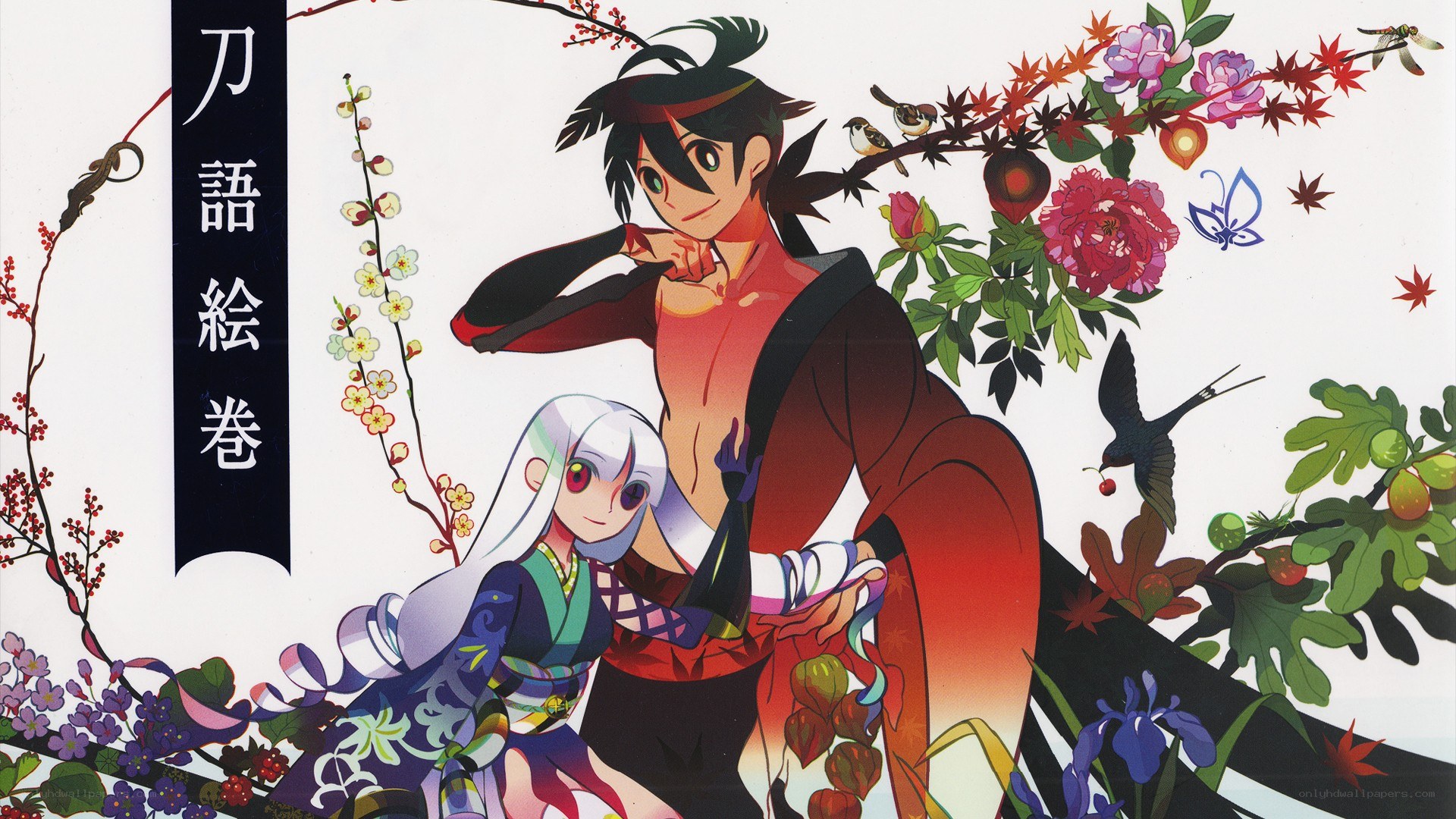 Anime characters with flowers